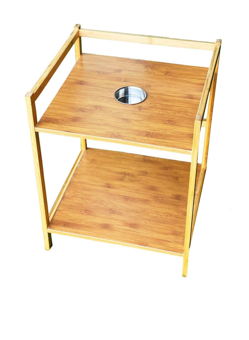 طاولة نهاية من الخيزران من FFD مع رف تخزين وحامل زجاجات مقاس 42 × 40 × 55 سم، مثالية لغرف المعيشة وغرف النوم - Image 3