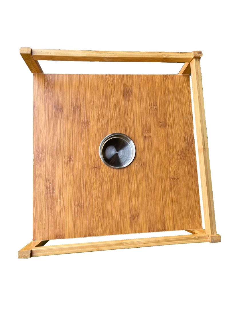 طاولة نهاية من الخيزران من FFD مع رف تخزين وحامل زجاجات مقاس 42 × 40 × 55 سم، مثالية لغرف المعيشة وغرف النوم - Image 4