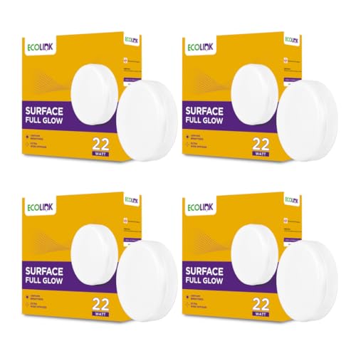 EcoLink 22W Surface LED Ceiling Light | Surface Full Glow Ceiling Light for Home & Hall | Surface Lights for Ceiling | Cool Day Light, Pack of 4 - Image 1