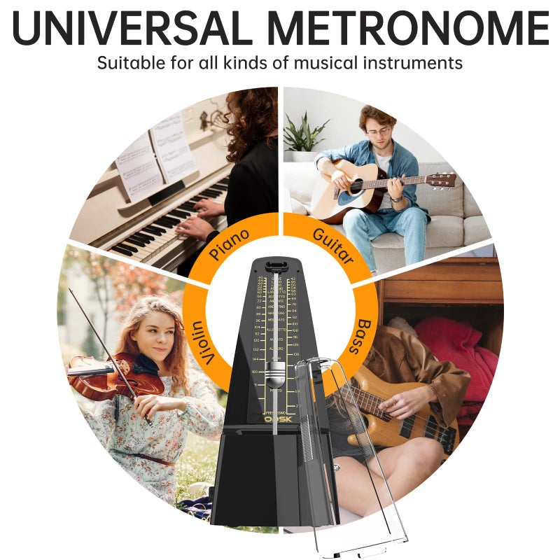 AODSK Mechanical Metronome Black Universal Metronome for Piano Guitar Violin Drums and Other Instruments Standard Loud Sound-Black - Image 5