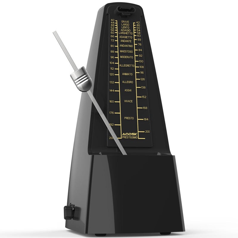 AODSK Mechanical Metronome Black Universal Metronome for Piano Guitar Violin Drums and Other Instruments Standard Loud Sound-Black - Image 1
