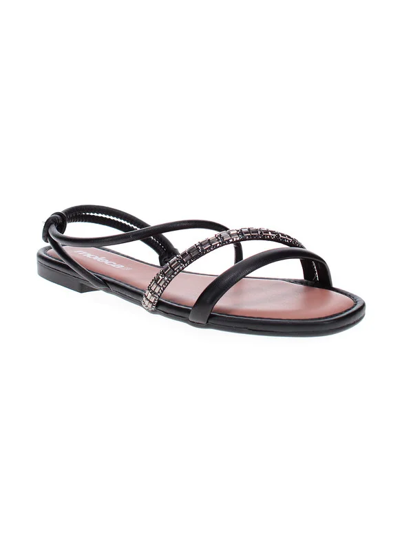 موليكا Moleca Ladies Flat Sandals Black | Made In Brazil