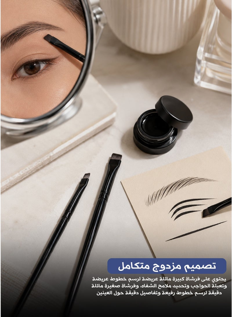 Energy 2 Piece Angled Eyebrow and Eyeliner Brush Set Professional Blade Shaped Makeup Brushes with Synthetic Fiber Bristles - Image 2