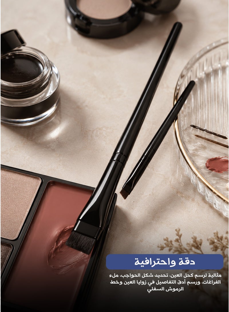 Energy 2 Piece Angled Eyebrow and Eyeliner Brush Set Professional Blade Shaped Makeup Brushes with Synthetic Fiber Bristles - Image 4