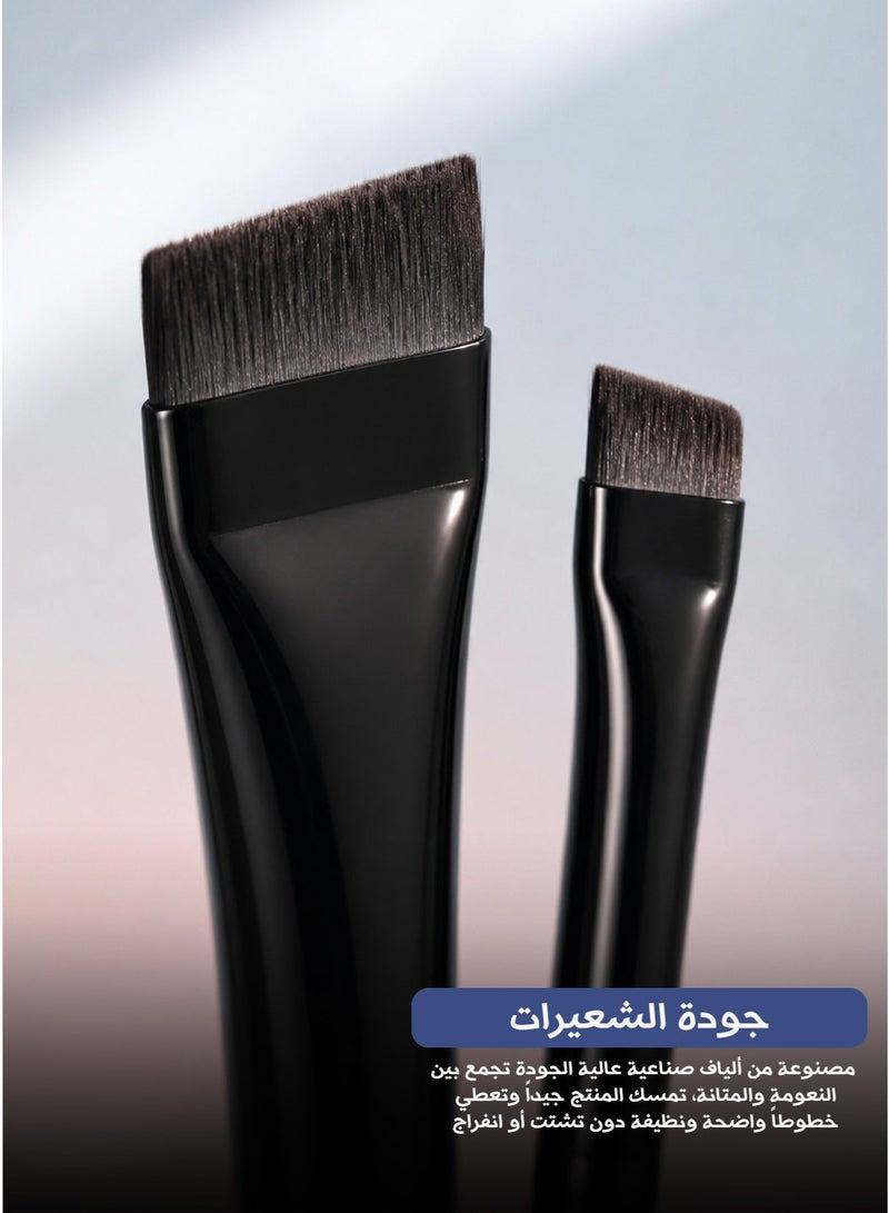 Energy 2 Piece Angled Eyebrow and Eyeliner Brush Set Professional Blade Shaped Makeup Brushes with Synthetic Fiber Bristles - Image 1