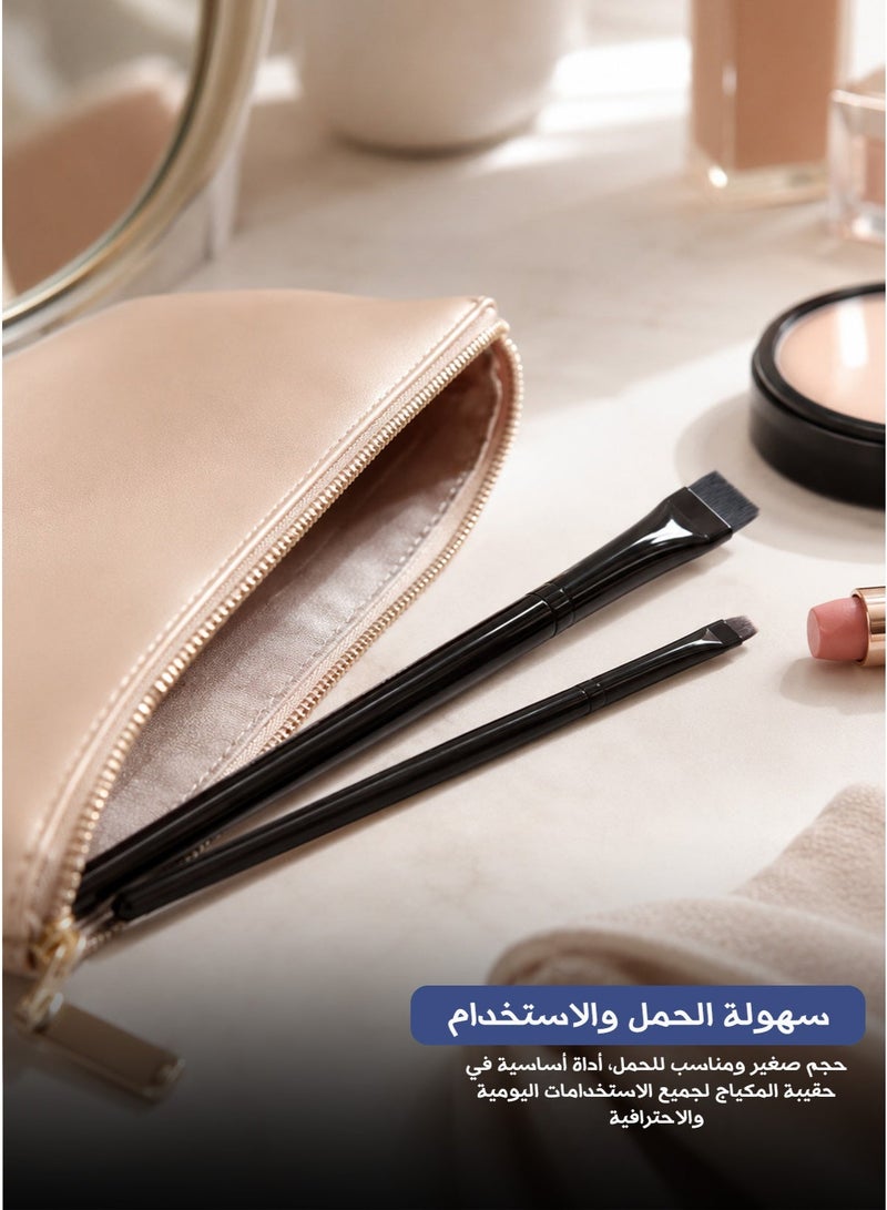 Energy 2 Piece Angled Eyebrow and Eyeliner Brush Set Professional Blade Shaped Makeup Brushes with Synthetic Fiber Bristles - Image 5