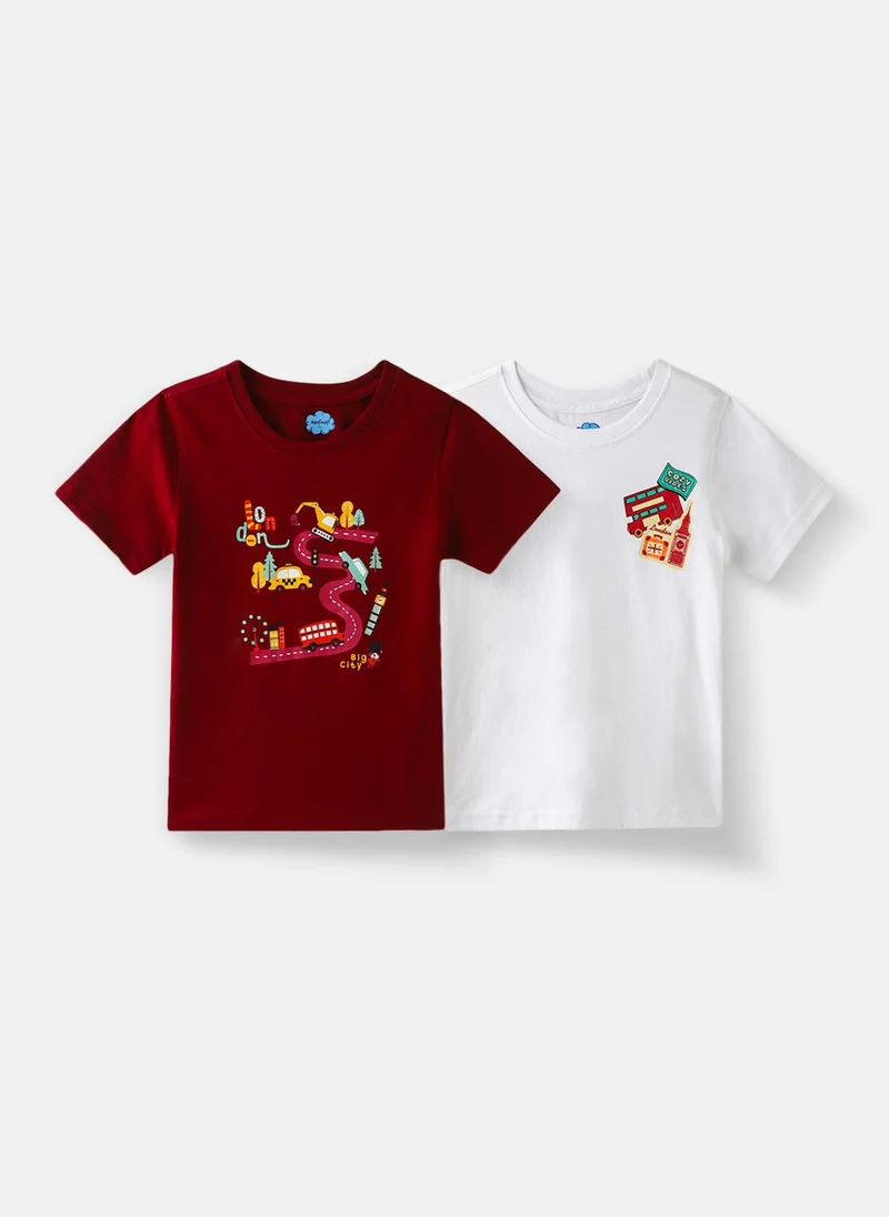 نوتيناتي Nautinati Boys Cotton Printed Pack of 2 T-shirt