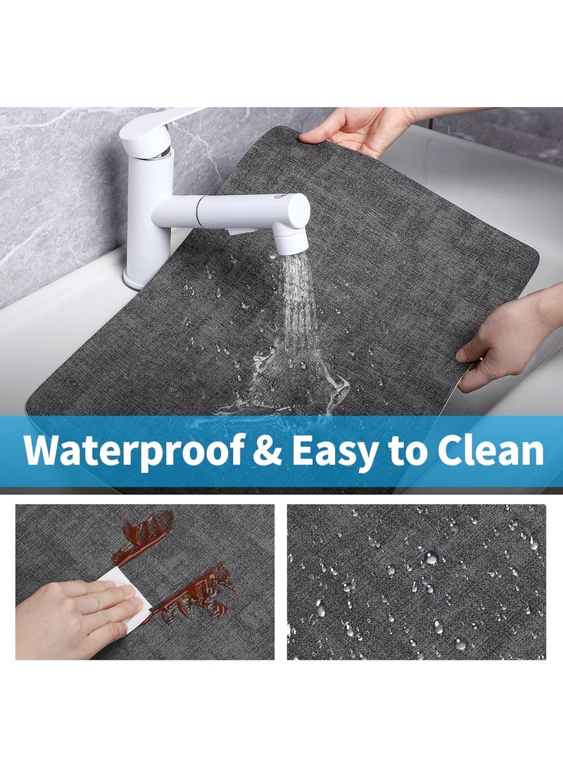 Beauenty Placemats and Coaster Set of 6, Heat-Resistant Non-Slip and Washable [Dual-Sided] PU Table Place Mats for Kitchen Indoor Outdoor (43×30cm-Grey) - Image 4