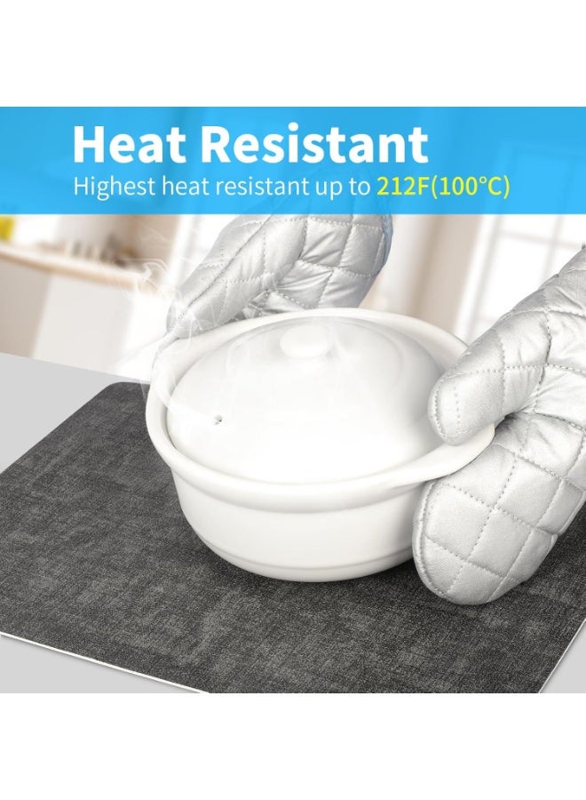 Beauenty Placemats and Coaster Set of 6, Heat-Resistant Non-Slip and Washable [Dual-Sided] PU Table Place Mats for Kitchen Indoor Outdoor (43×30cm-Grey) - Image 5