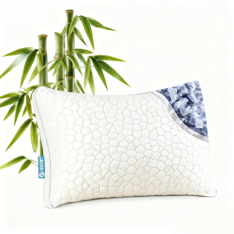 QUTOOL Shredded Memory Foam Pillows for Sleeping Cooling Bamboo Pillows Queen - Image 1