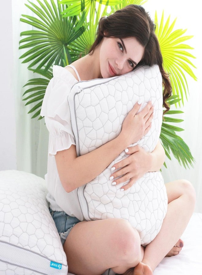 QUTOOL Shredded Memory Foam Pillows for Sleeping Cooling Bamboo Pillows Queen - Image 2