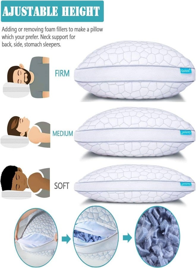 QUTOOL Shredded Memory Foam Pillows for Sleeping Cooling Bamboo Pillows Queen - Image 3