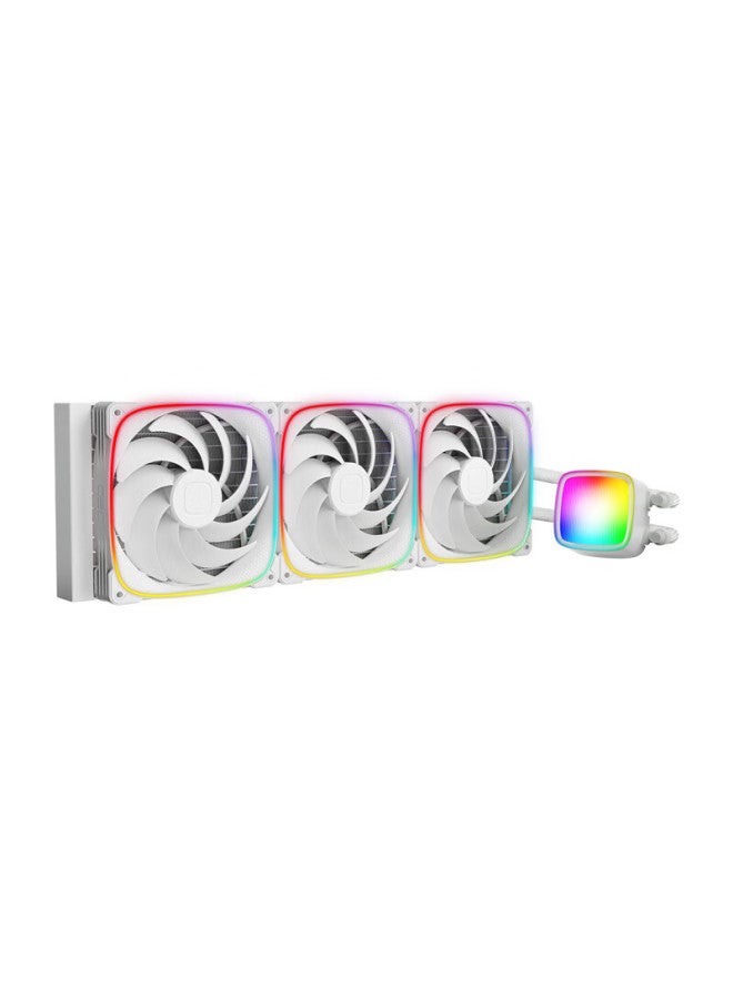 Geometricfuture Eskimo Pro 420 White All-in Cpu Liquid Cooler, 420mm Liquid Radiator, Compatible With Intel/amd/dual Platform, Argb Lighting Effects - Image 1