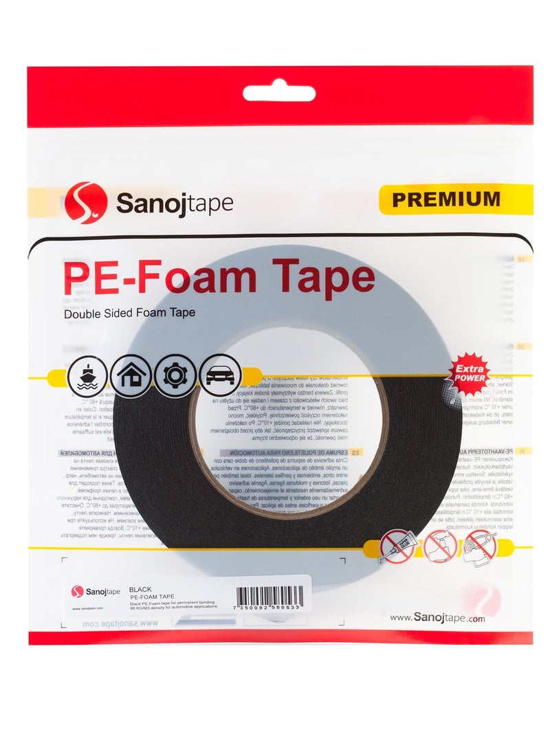 SYOSI Ultra Strong Black Double Sided Tape (2 Pack) 12mm x 10m | Perfect Mounting Tape for Automotive, Moldings, LED, Waterproof 1mm Thickness - Image 2