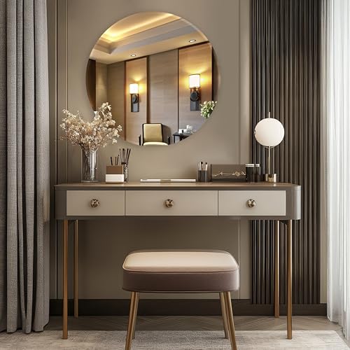 The Castle Decor مرآة زجاجية دائرية لتزيين الحمام - تصميم عصري بدون إطار لمرآة الحائط لغرفة المعيشة، غرفة النوم، المدخل وزينة المنزل مع زجاج فضي بسمك 5 مم وحواف مشطوفة (24x24 بوصة) - Image 1