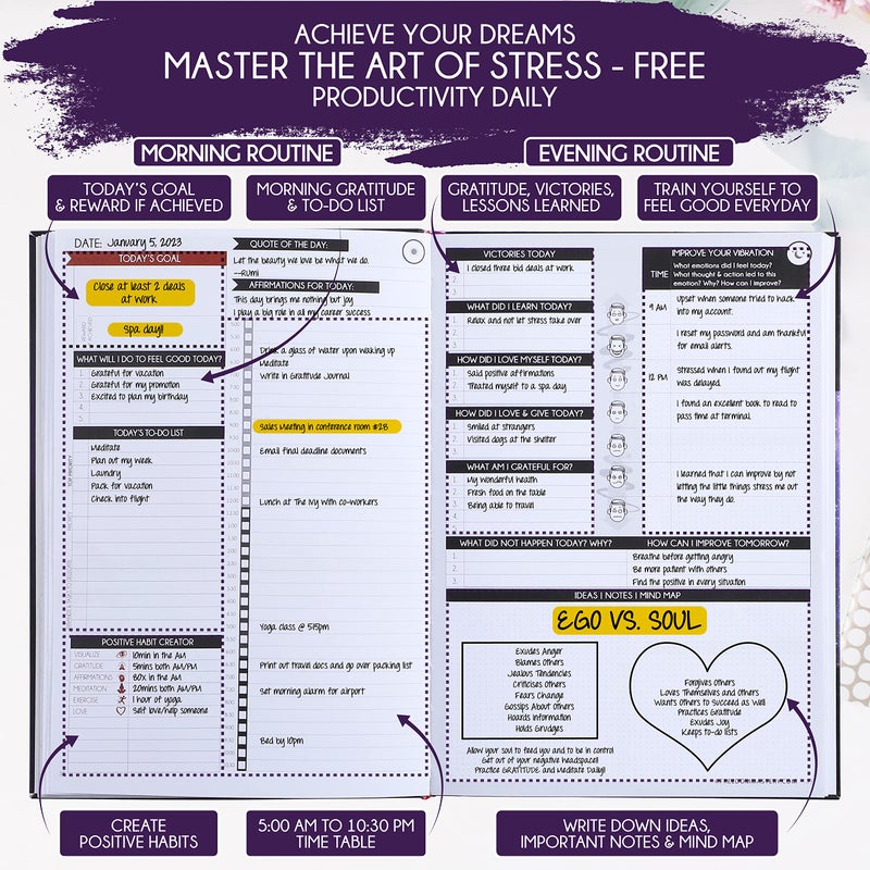 Freedom Mastery Law of Attraction Planner and Manifestation Journal - A 30 Day Journey Manifesting Your Dream Life, Goal, Positivity, Affirmation & Happiness | Daily Guided & Gratitude Journal, Foldable Vision Board - Image 4
