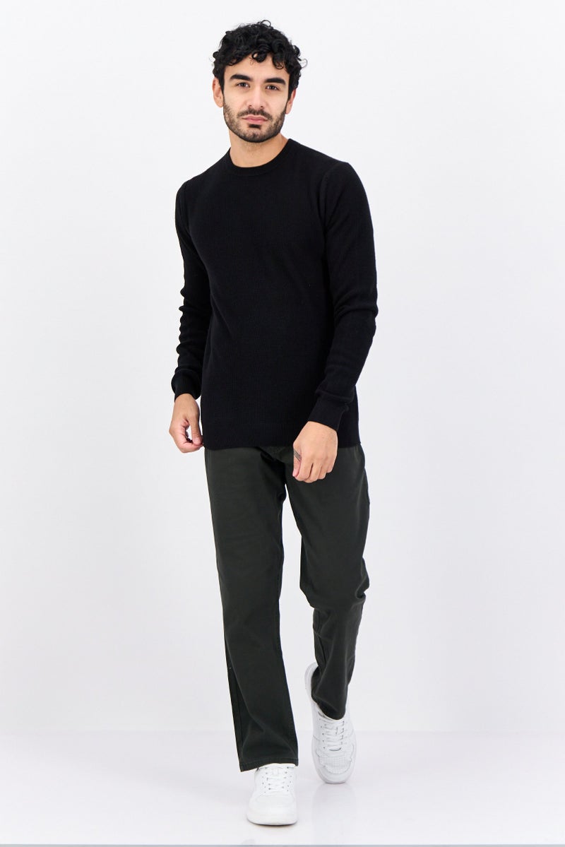 Sorbino Men Crew Neck Long Sleeves Knitted Sweater, Black - Image 4