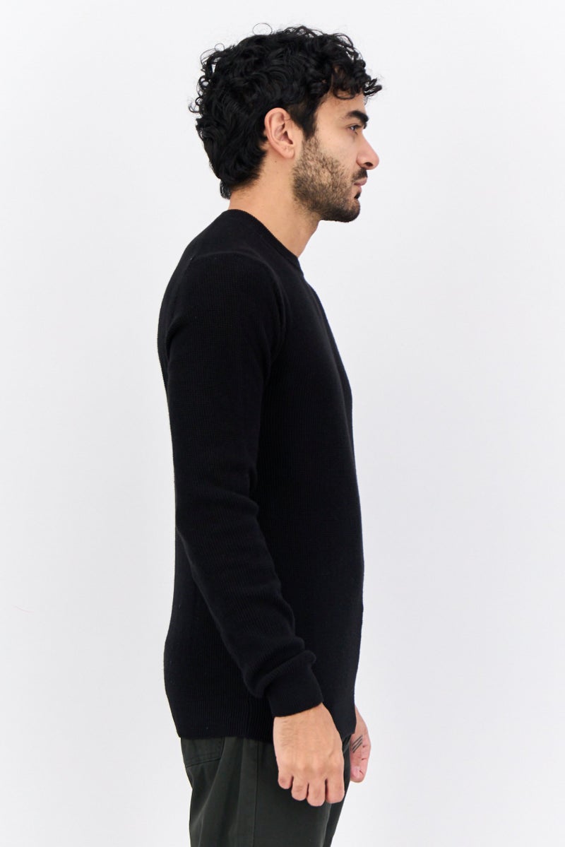 Sorbino Men Crew Neck Long Sleeves Knitted Sweater, Black - Image 2