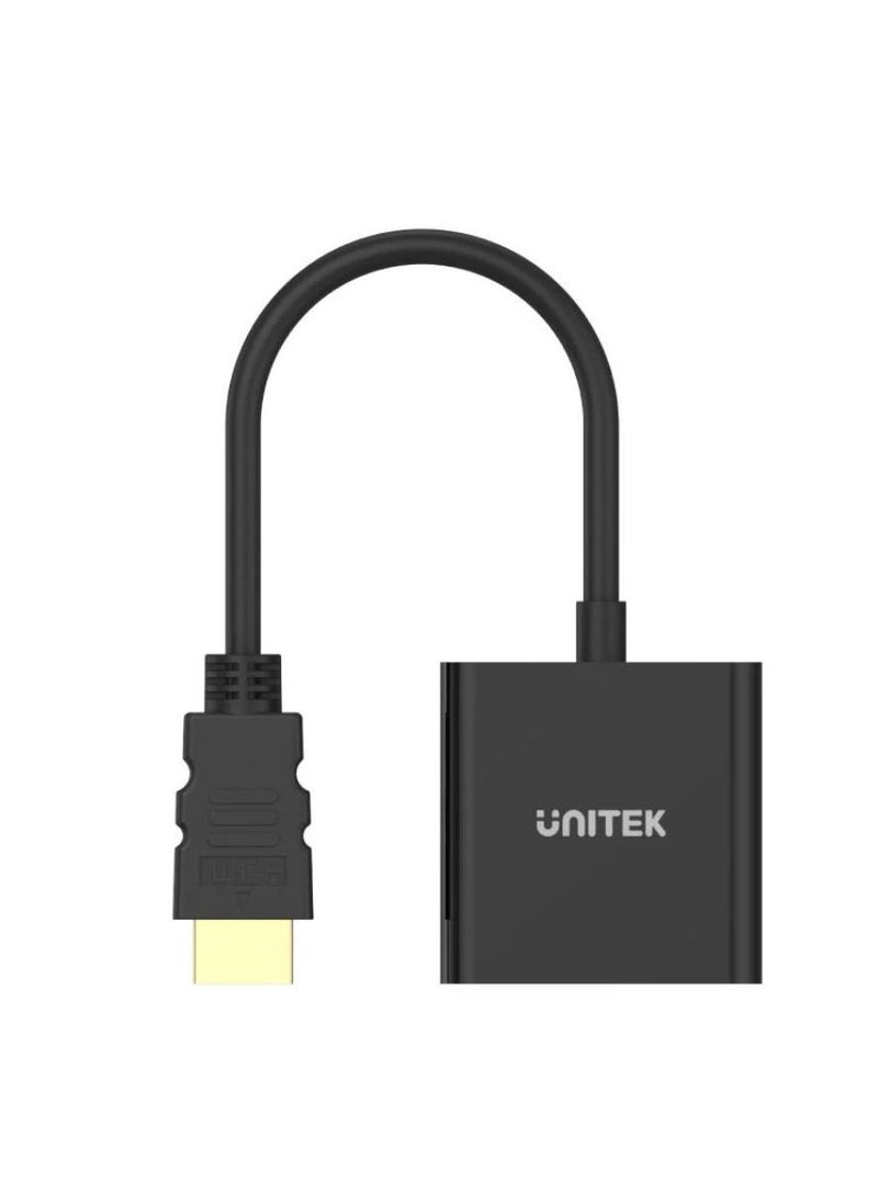 UNITEK UNITEK HDMI to VGA Adapter with 3.5mm Audio Output – Connects HDMI Devices to VGA Displays with Stereo Sound Support – High-Resolution Converter for Laptops, Desktops, Monitors, Projectors, and TVs  - Image 2