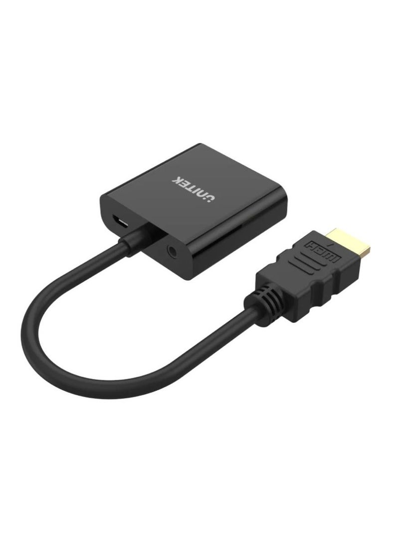 UNITEK UNITEK HDMI to VGA Adapter with 3.5mm Audio Output – Connects HDMI Devices to VGA Displays with Stereo Sound Support – High-Resolution Converter for Laptops, Desktops, Monitors, Projectors, and TVs  - Image 3
