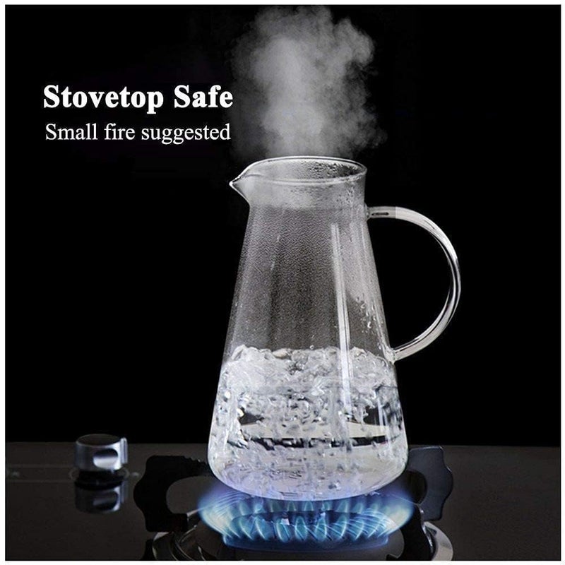 HEIP HEIP Italian Premium Glass Water Jug with Handle | Transparent Beverage Carafe for Home, Office etc.,SAT of 1 (Water Jug !! ::, 1800ML)  - Image 3
