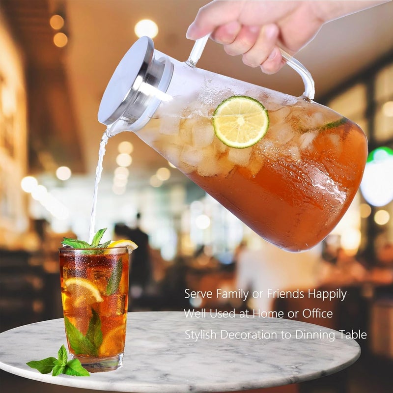 HEIP HEIP Italian Premium Glass Water Jug with Handle | Transparent Beverage Carafe for Home, Office etc.,SAT of 1 (Water Jug !! ::, 1800ML)  - Image 5