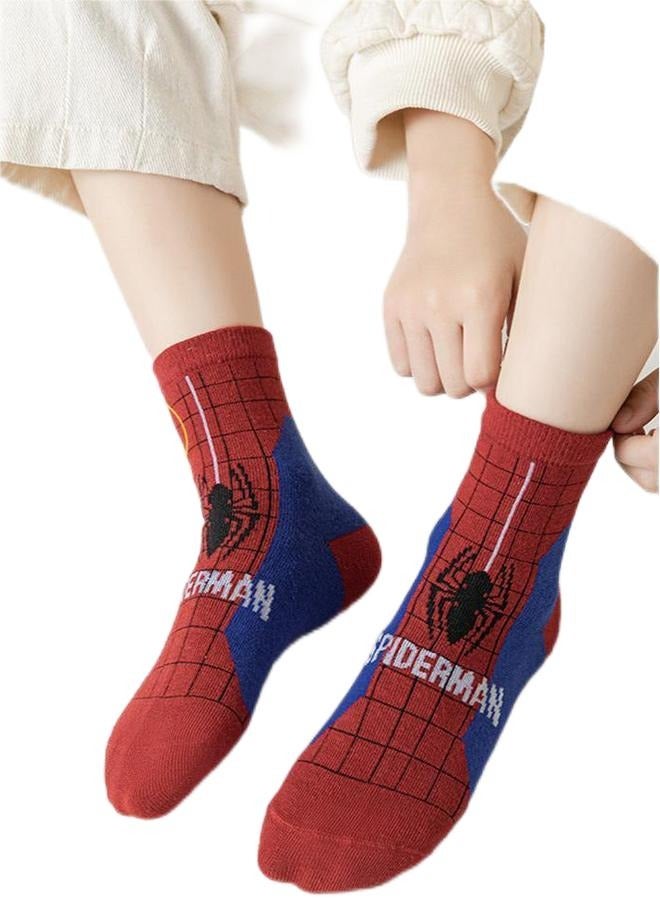 Spiderman Boys Socks, 5 Pack Decorative Spiderman Toddler Socks, Kids Tube Socks School Socks Socks for 6-8 Years Boys Spiderman Boys Socks  - Image 5