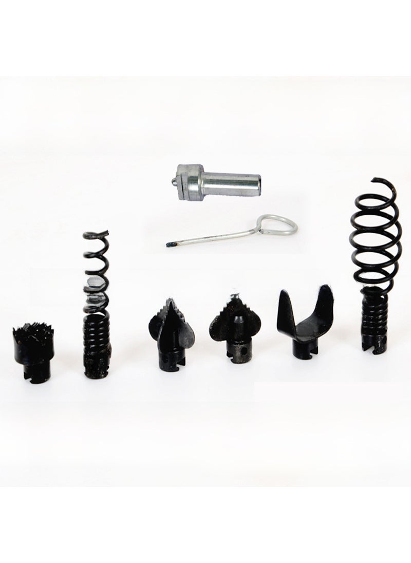 Generic 16mm Pipe Drain Cleaner Spring HeadSeven-piece set of cutter head black + electric drill connector Seven-piece set of cutter head black + electric drill connector 