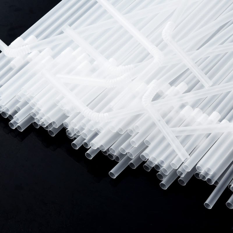 ALINK 100-Pack Clear Flexible Drinking Straws  Plastic Disposable Bendy Straws - 7.75"" x 0.23"" - Image 3