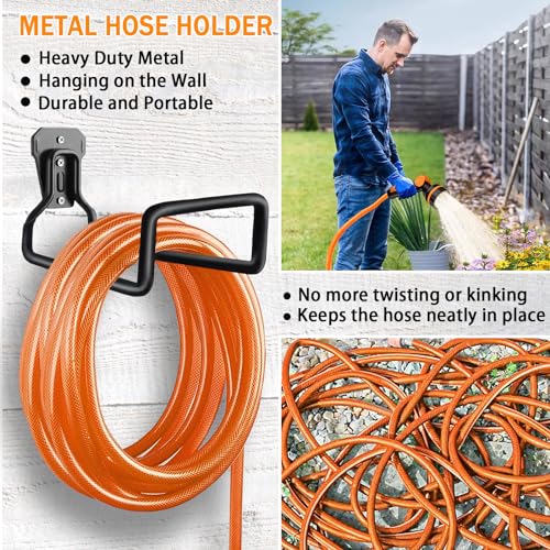 BIJOKETTEN Hose Hanger Hose Holder Wall Mount Heavy Duty Organizer for Garden Hoses Metal Hook Outdoor Rack for Water Hoses 3 Pack - Image 3