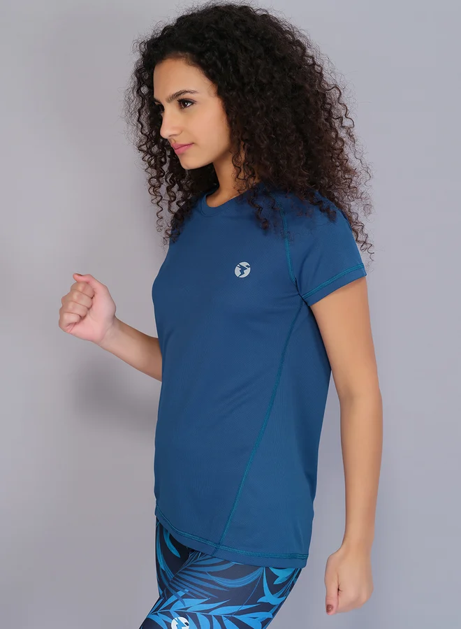 Technosport Women Solid Raglan Sleeves Regular Fit T-Shirt