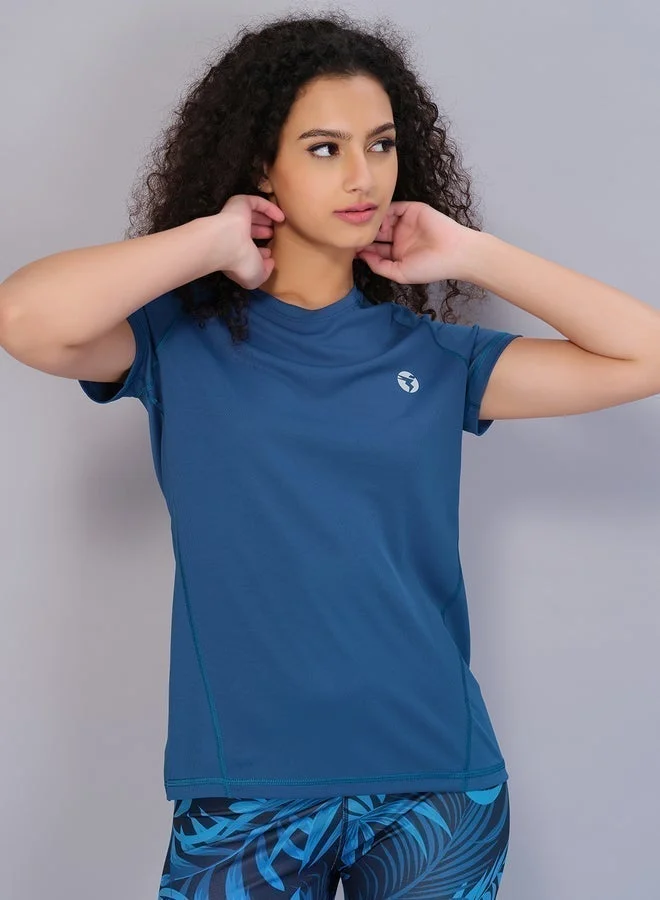 Technosport Women Solid Raglan Sleeves Regular Fit T-Shirt