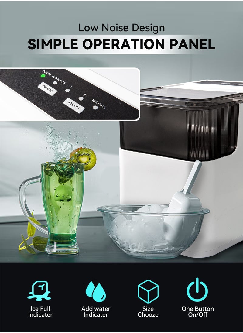 Ice Maker Portable Small Ice Maker,9 Cubes in 8 Mins, 12 KG/24 Hours,with Ice Scoop and Automatic Cleaning Function, Suitable For Camping, Parties, Parties, Kitchen, Home(1.4L White)