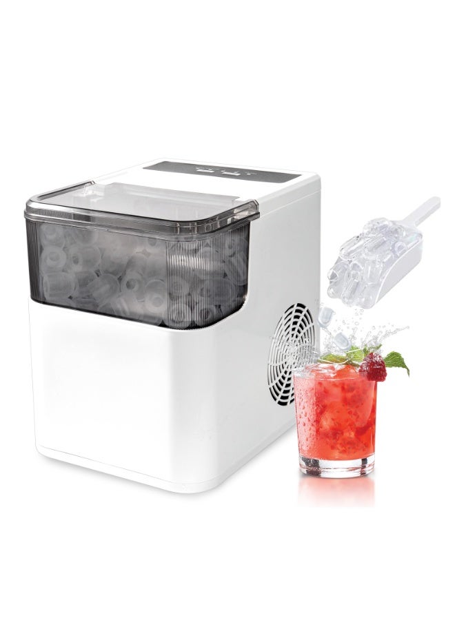 HomKawt Ice Makers, Portable Small Ice Maker,9 Cubes in 8 Mins, 12 KG/24 Hours,with Ice Scoop and Automatic Cleaning Function, Suitable For Camping, Parties, Parties, Kitchen, Home(1.4L White) - Image 1