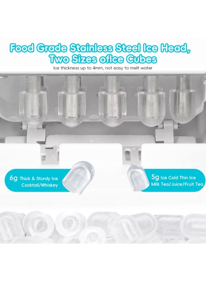 HomKawt Ice Makers, Portable Small Ice Maker,9 Cubes in 8 Mins, 12 KG/24 Hours,with Ice Scoop and Automatic Cleaning Function, Suitable For Camping, Parties, Parties, Kitchen, Home(1.4L White) - Image 4