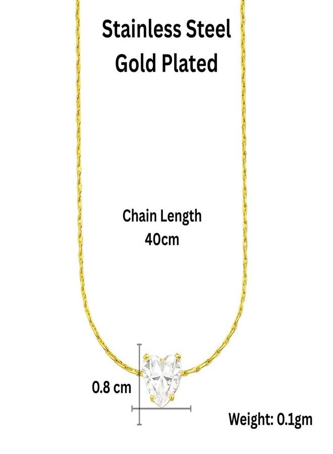 Bauble Cluster Anti Tarnish 18k Gold Plated Cubic Zirconia Heart Shaped Pendant For Women Fashion Accessories | Stainless Steel Necklace Chains | Minimal Western Jewellery | Gifts for Girls | Valentine Day - Image 4