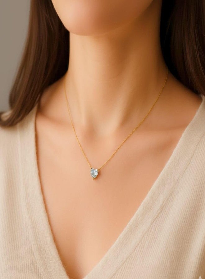 Bauble Cluster Anti Tarnish 18k Gold Plated Cubic Zirconia Heart Shaped Pendant For Women Fashion Accessories | Stainless Steel Necklace Chains | Minimal Western Jewellery | Gifts for Girls | Valentine Day - Image 2