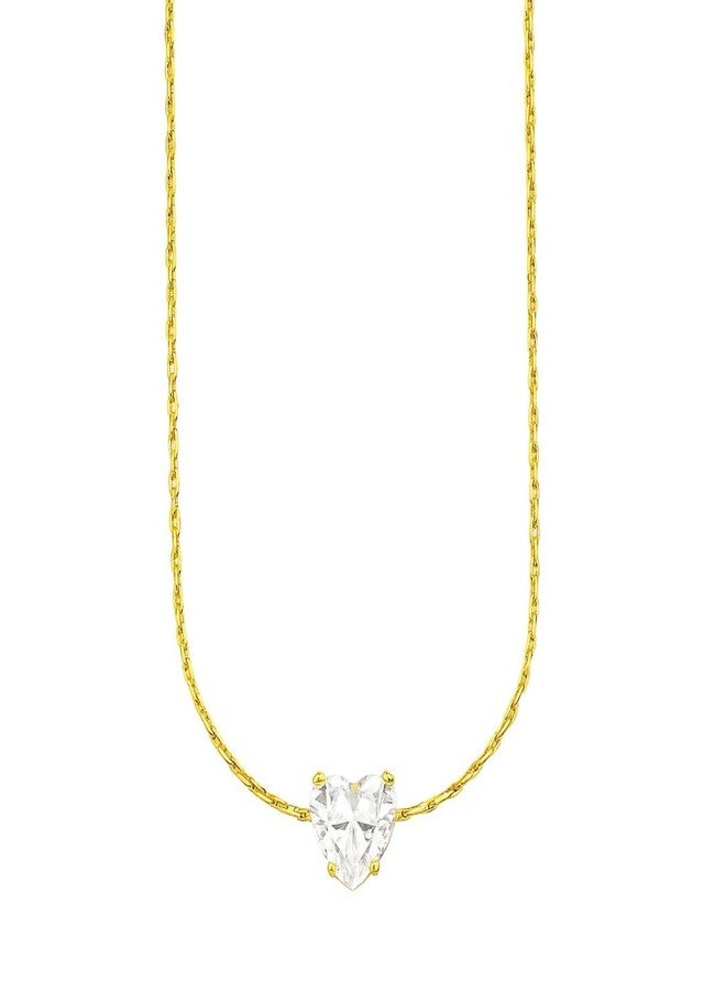 Bauble Cluster Anti Tarnish 18k Gold Plated Cubic Zirconia Heart Shaped Pendant For Women Fashion Accessories | Stainless Steel Necklace Chains | Minimal Western Jewellery | Gifts for Girls | Valentine Day - Image 1