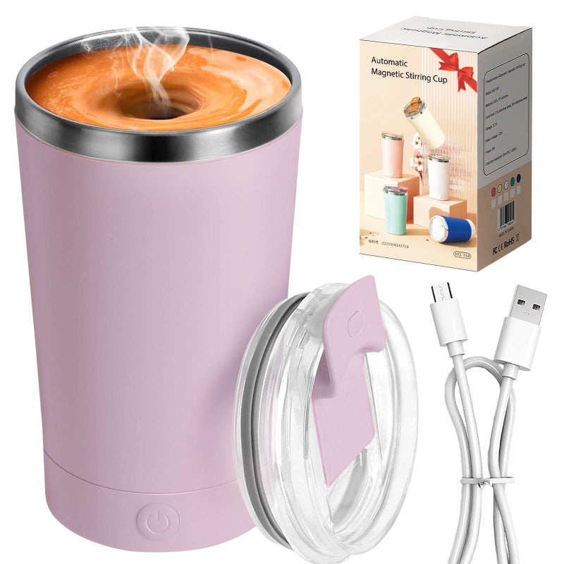 Hatisan Self Stirring Coffee Mug With Lid Electric High Speed Self Stirring Mug 400Ml Rechargeable Detachable Stainless Steel Self Stirring Cup For Coffee  Milk  Cocoa Christmas Gift(Purple) - Image 1