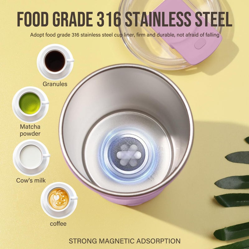 Hatisan Self Stirring Coffee Mug With Lid Electric High Speed Self Stirring Mug 400Ml Rechargeable Detachable Stainless Steel Self Stirring Cup For Coffee  Milk  Cocoa Christmas Gift(Purple) - Image 4