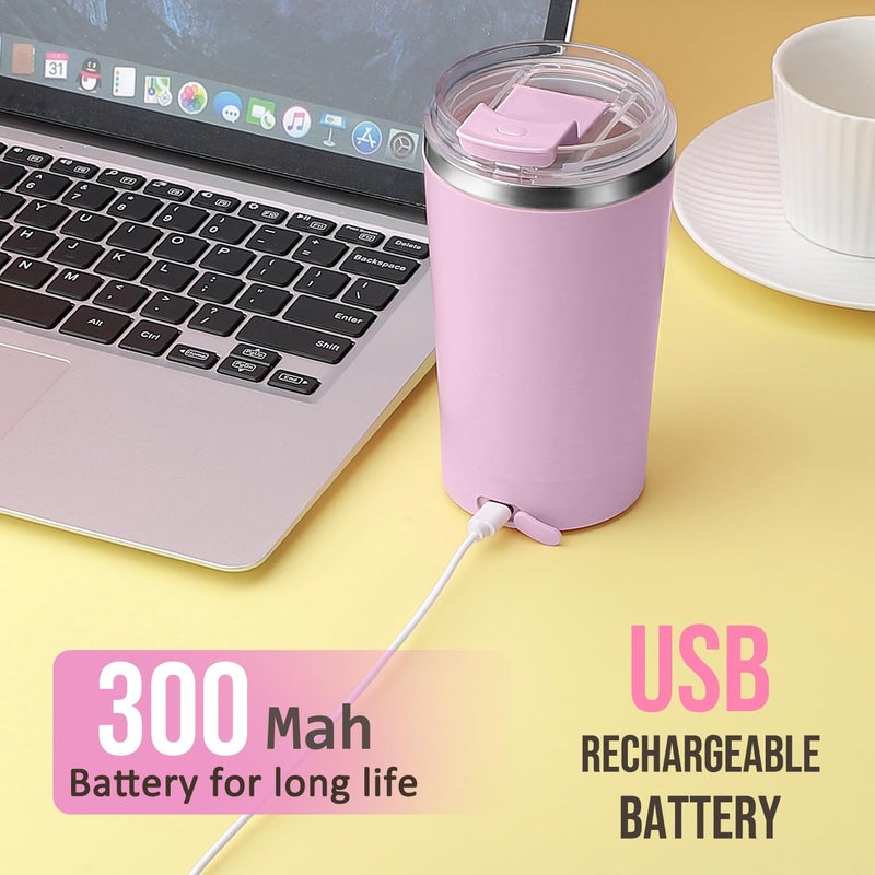 Hatisan Self Stirring Coffee Mug With Lid Electric High Speed Self Stirring Mug 400Ml Rechargeable Detachable Stainless Steel Self Stirring Cup For Coffee  Milk  Cocoa Christmas Gift(Purple) - Image 5