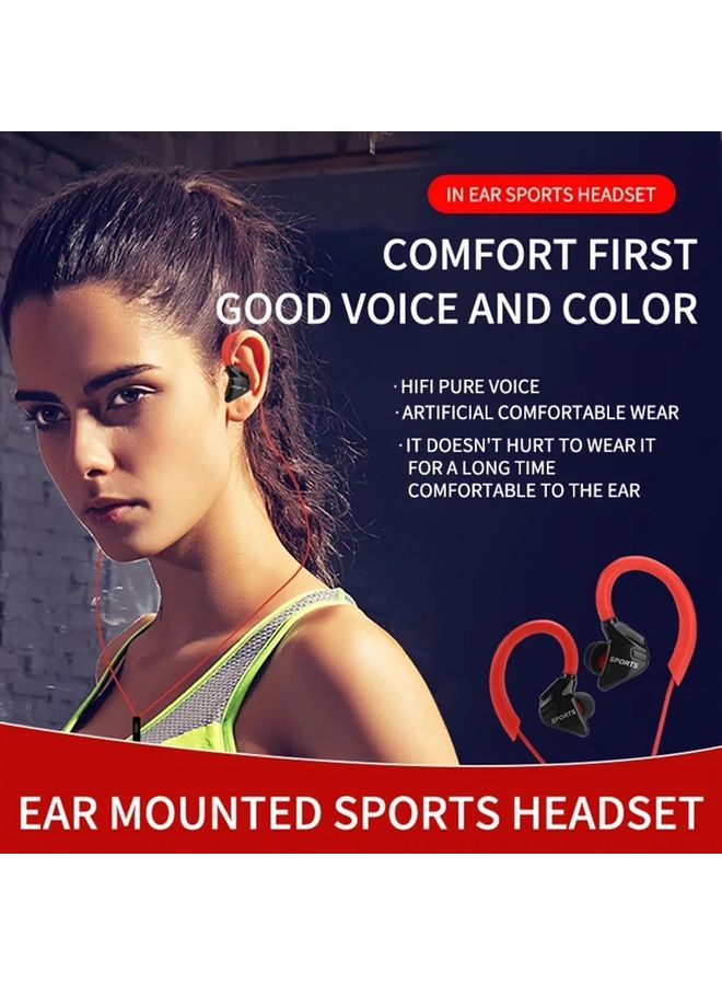Black Wired Sports Headphones with Microphone Ear Hook Earbuds for Running Android Laptops - Image 2