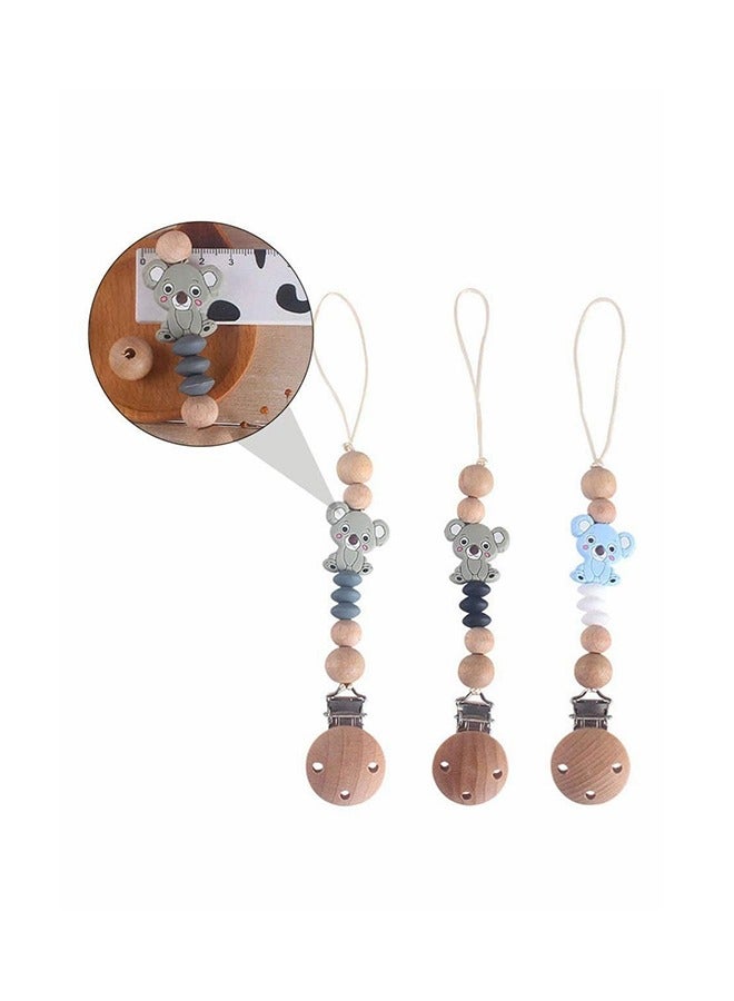 3 عبوات من مشابك اللهايات لتهدئة تسنين الأطفال وتخفيف اللثة والأسنان وحامل لهاية خرز مضغ للأطفال الصغار مجموعة هدايا استحمام للأطفال الصغار - Image 4