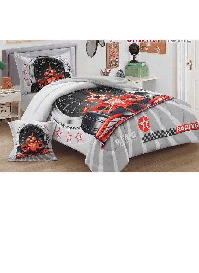 SMART HOME - Children's Bedding And Quilt Set With Medium Filling, Consisting Of 4 Pieces, Reversible Elastic Sheet, Size 170x230 Cm, For Boys And Girls - Image 1