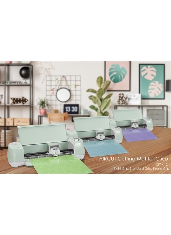 AIRCUT - Cutting Mat for Cricut Maker/Explore Air 2/Air/One, 5 Pack Cutting Mat 12x12 Inch (StandardGrip, LightGrip, StrongGrip, FabricGrip) Variety Mats Quilting Cutting Mat Replacement Accessories for Cricut - Image 1