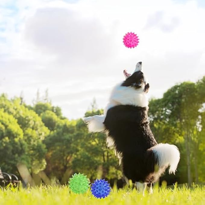 Deermon 30 Pack LED Light Up Fidget Sensory Bouncy Glow in The Dark Spiky Ball Kids GiftsSquishy Massage Pet Party Favors Stress Relief Spiky Balls Toy - Image 3