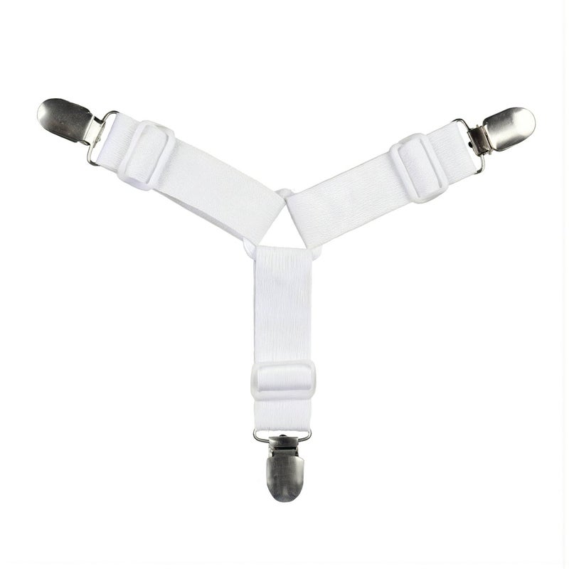 Bed Sheet Clips Adjustable Elastic Fasteners Non Slip Metal Clips White 4 Pack - Image 3