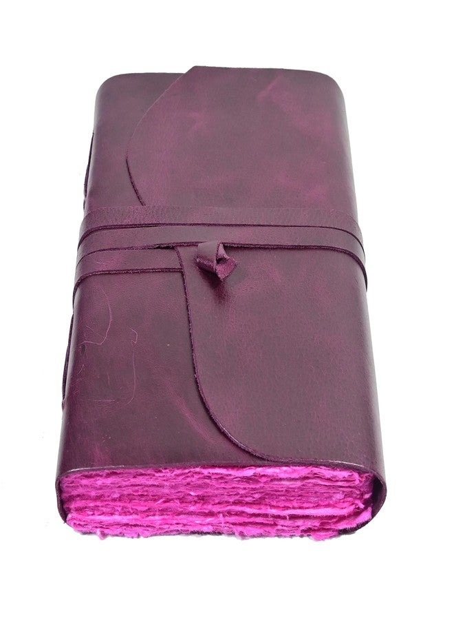 Modest Goods Vintage Purple Leather Journal - 200 Pages Pink Deckle Edge Rustic Paper - Unlined Pages Book of Shadows, Grimoire, Junk Scrapbook, Fantasy Medieval Gifts, Sketchbook (Mystical Purple, 9"x6") - Image 2