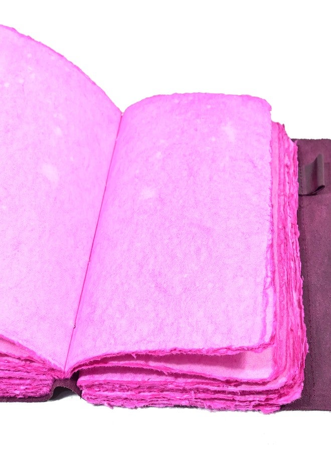 Modest Goods Vintage Purple Leather Journal - 200 Pages Pink Deckle Edge Rustic Paper - Unlined Pages Book of Shadows, Grimoire, Junk Scrapbook, Fantasy Medieval Gifts, Sketchbook (Mystical Purple, 9"x6") - Image 4