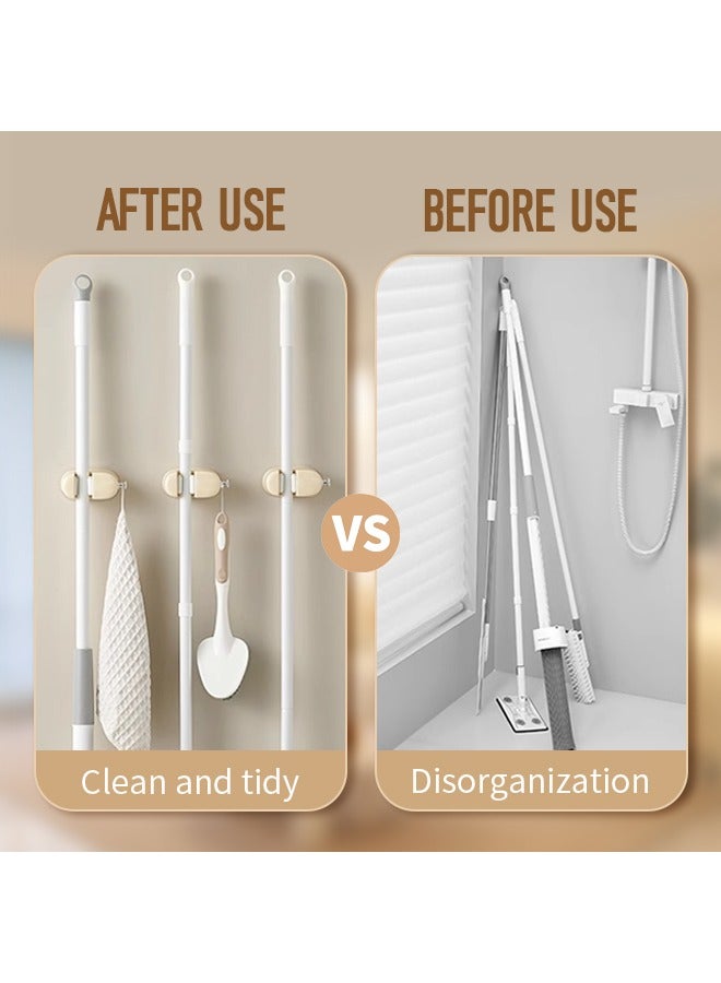 Mop Holder Broom Rack, Wall-Mounted, No-Punch Design, Strong Load Bearing Capacity, Ideal for Organizing and Storing Cleaning Tools, Single Clip  - Image 3